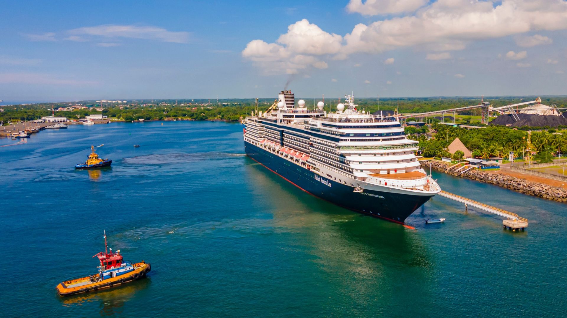 Cruise ship arriving at the Puerto Quetzal terminal